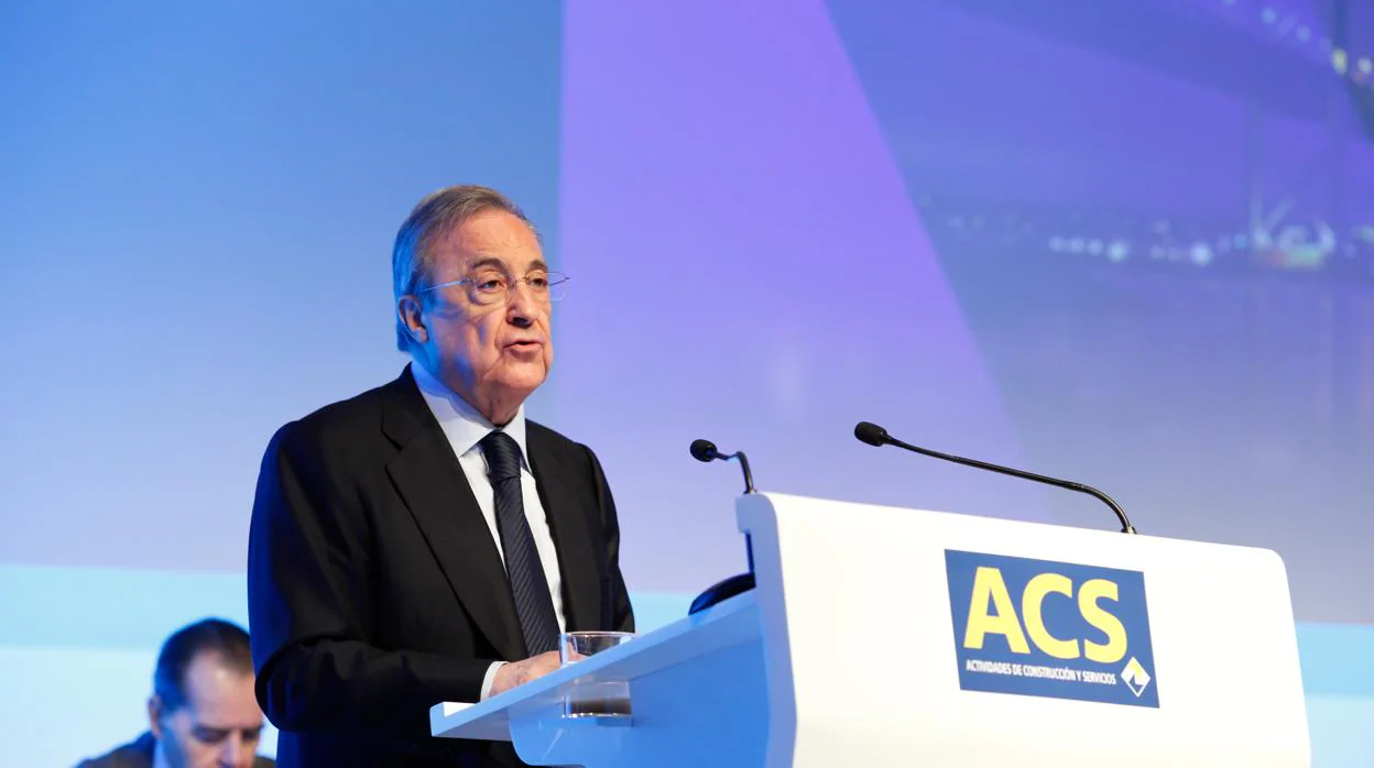 El presidente de ACS, Florentino Pérez, en la ultima junta de accionistas del grupo