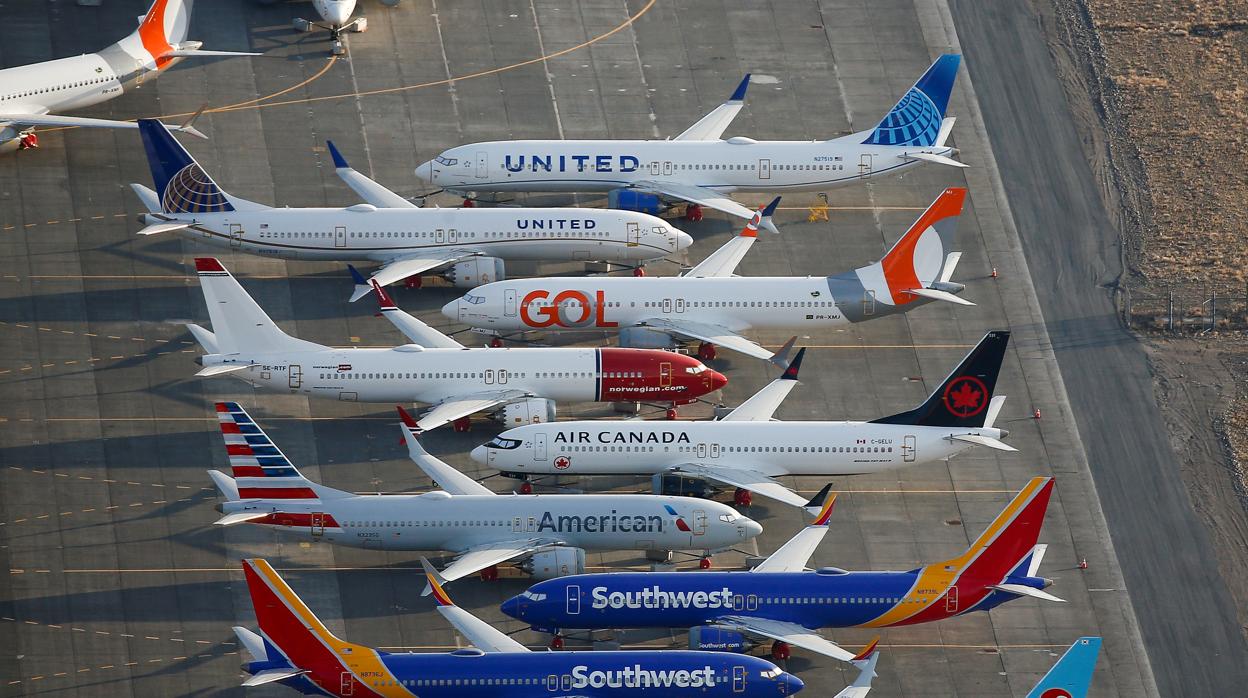 Aparatos Boeing 737 MAX en un aeropuerto de Washington