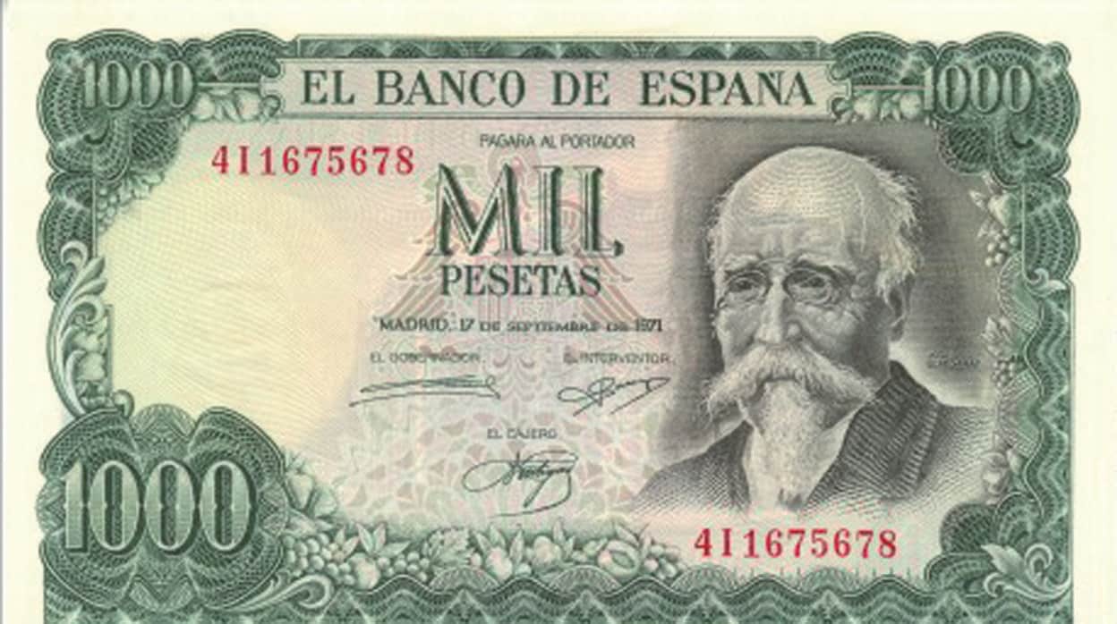 Viejo billete de mil pesetas
