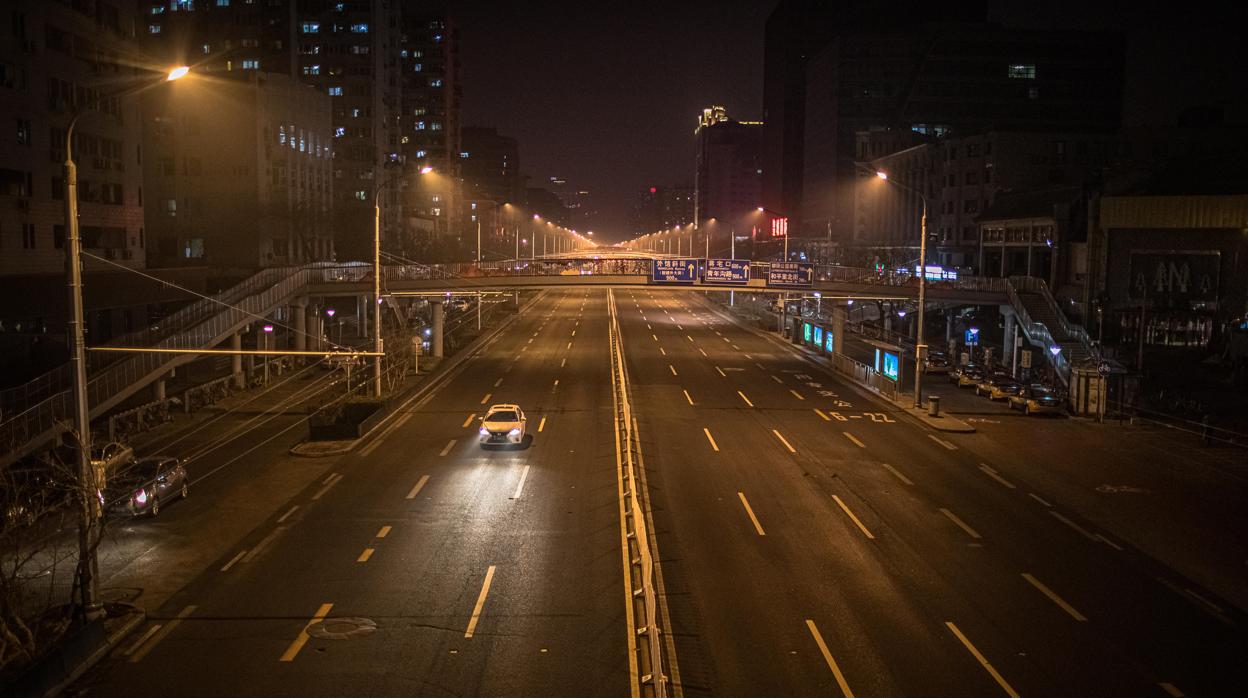 Una calle desierta en Beijing