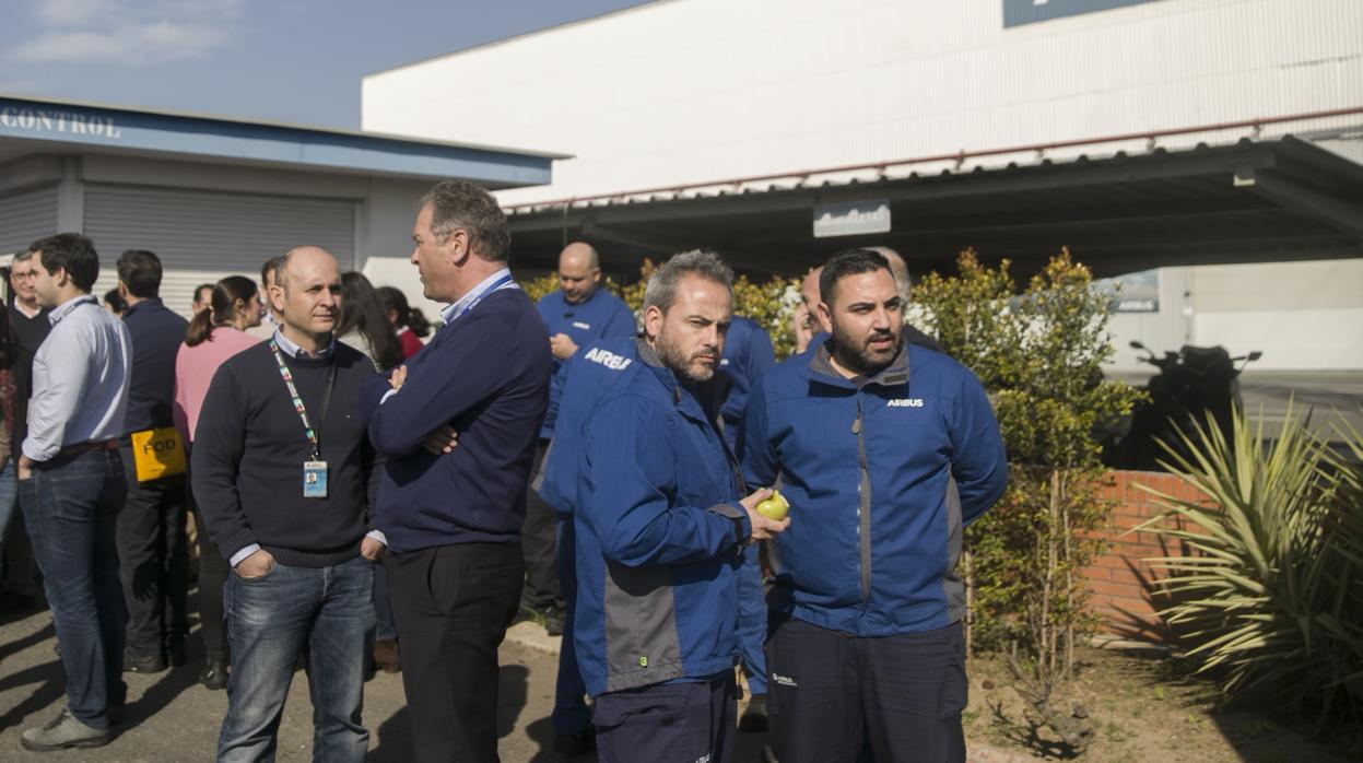 Concentración la pasada semana de trabajadores de la planta de Airbus de Tablada, en Sevilla