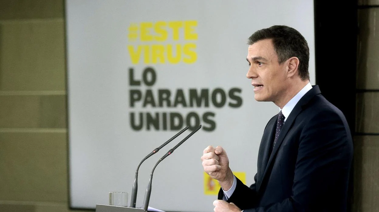 Pedro Sánchez, presidente del Gobierno, durante la rueda de prensa telemática de ayer, tras aprobar las medidas