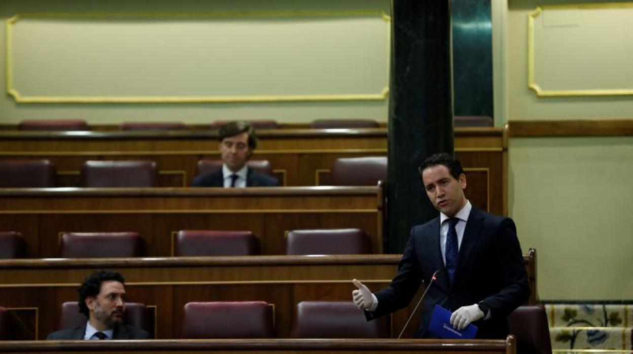 El diputado del Partido Popular Teodoro García Egea, durante la sesión de control al Ejecutivo celebrada el pasado miércoles en el Congreso