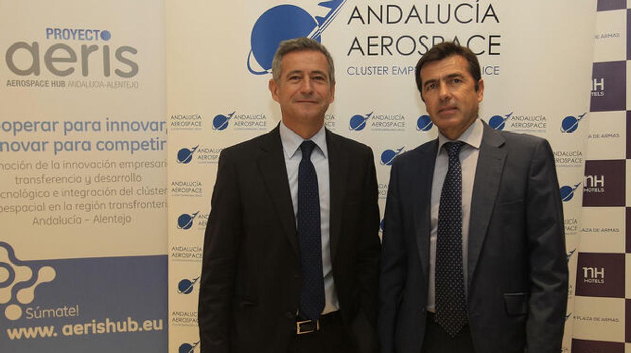 Antonio Gómez Guillamón y Juan Román, presidente y director de Andalucía Aersopace