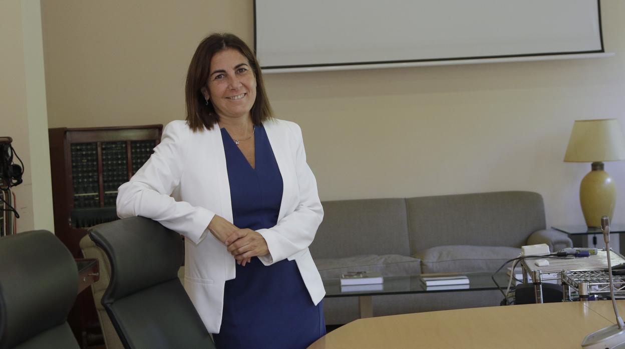 María Jesús Almazor, en la sede regional de Telefónica de la Plaza Nueva de Sevilla