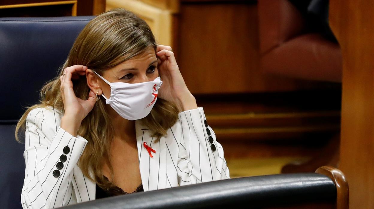 Yolanda Díaz, ministra de Trabajo, hoy en el Congreso