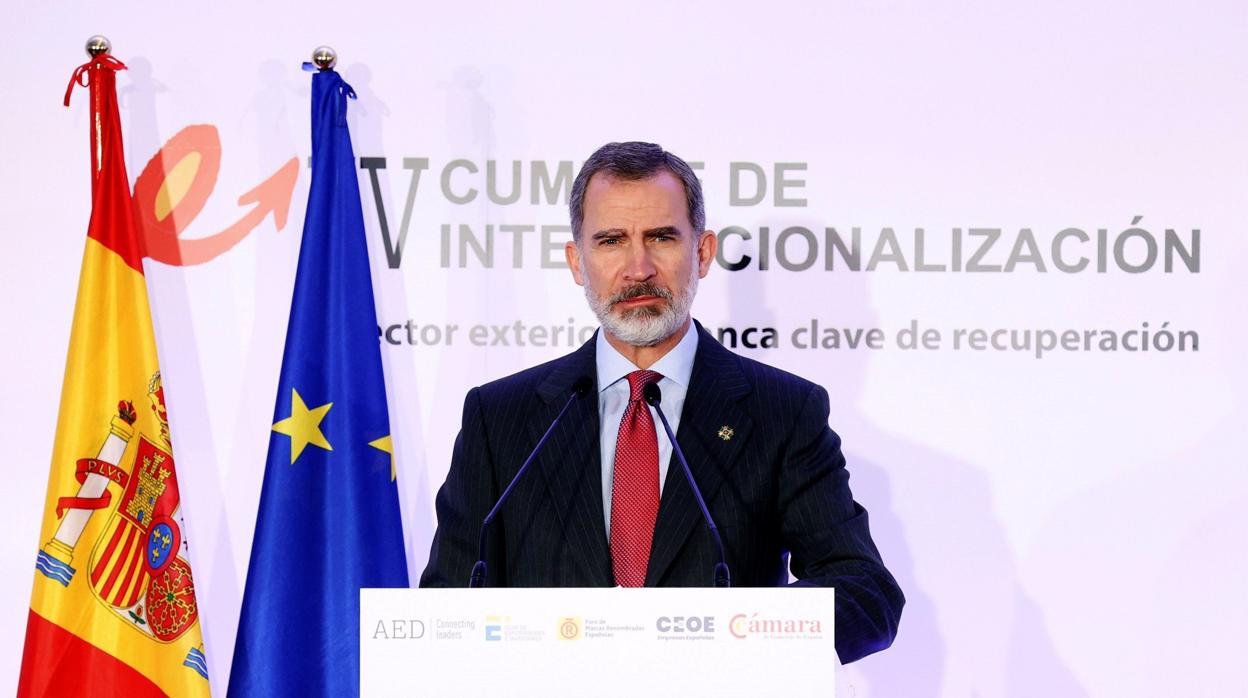 El Rey Felipe VI durante su intervención en la IV Cumbre de Internacionalización