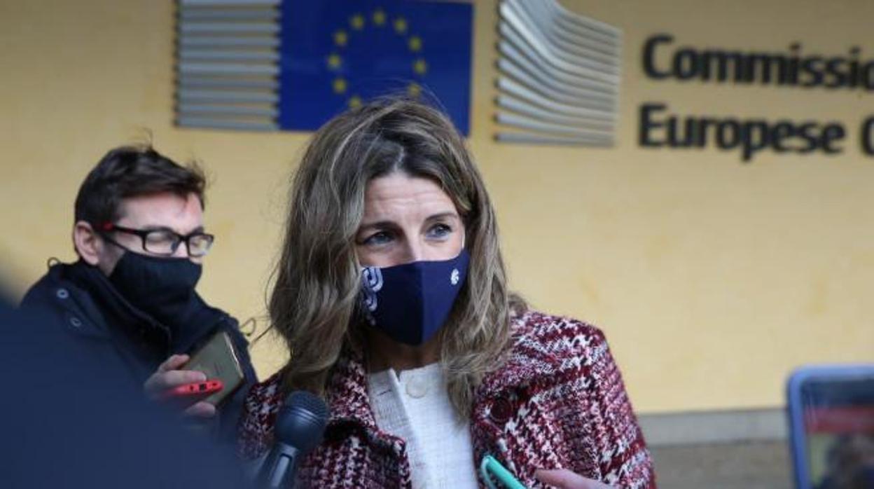 La ministra Yolanda Díaz, durante su visita esta semana a Bruselas