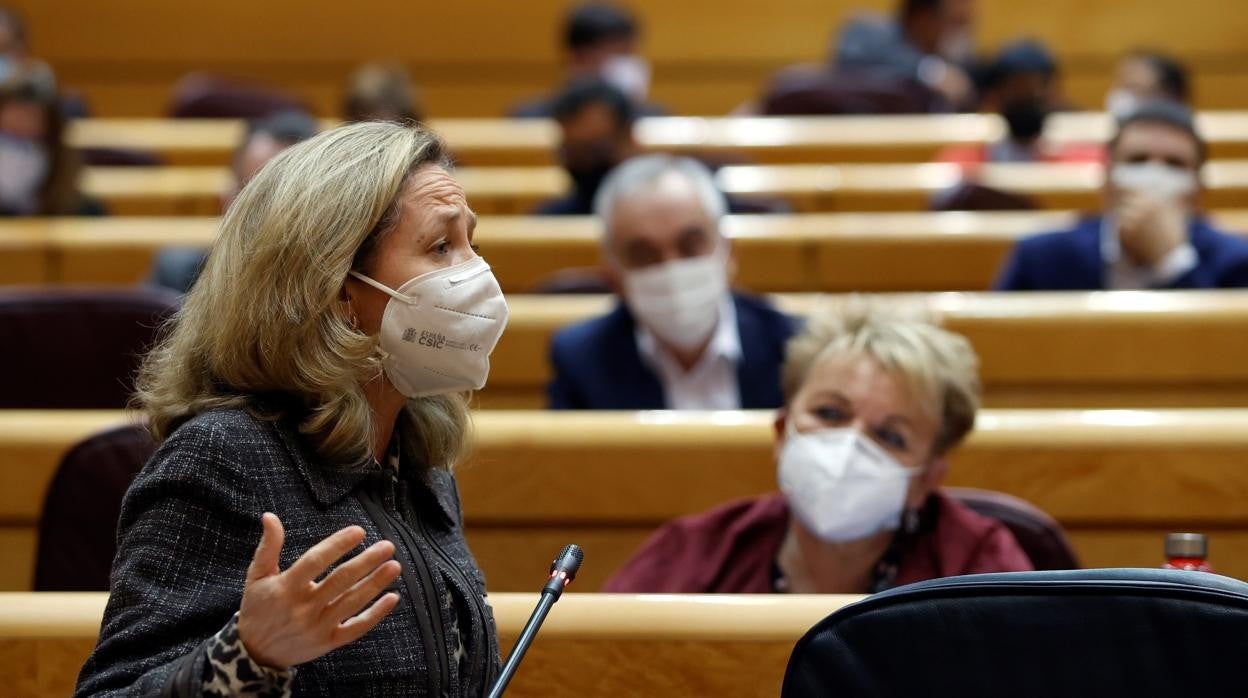 Nadia Calviño, vicepresidenta económica, hoy en el Senado