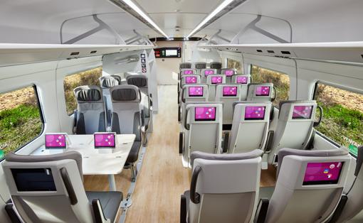 Detalle del interior del tren de alta velocidad Talgo Avril