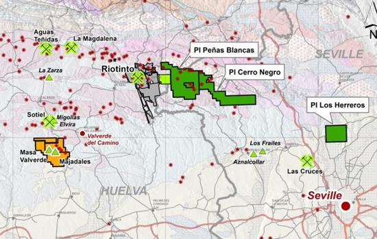 La operadora de Riotinto actuará en Huelva y Sevilla con tres nuevos permisos de investigación