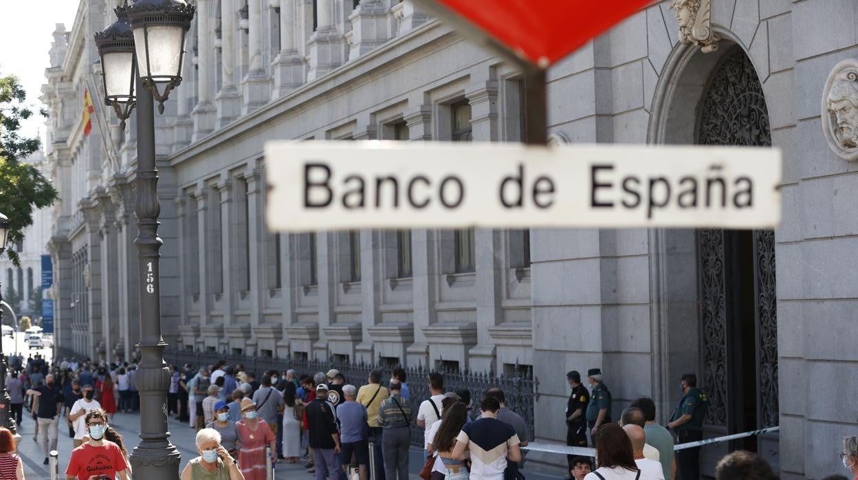 Imagen de la sede central del Banco de España esta mañana