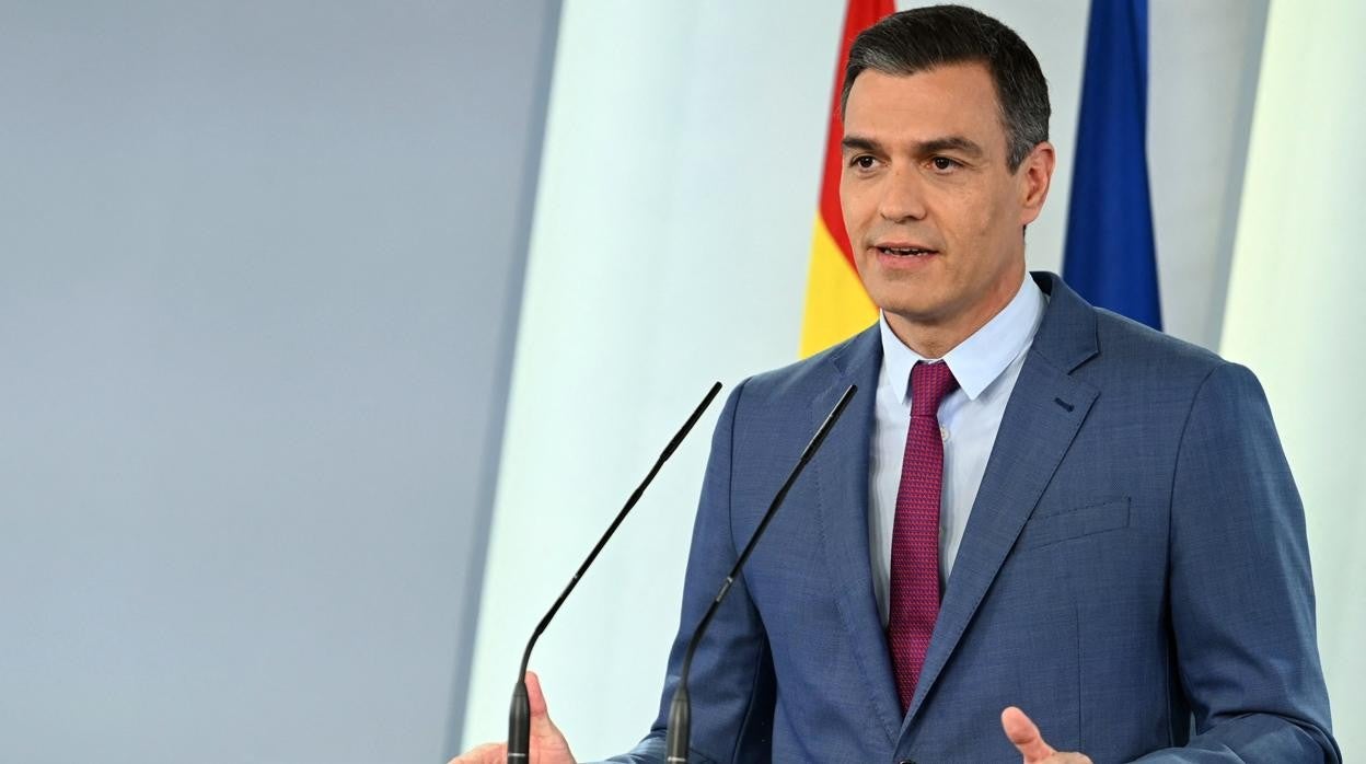 Pedro Sánchez, ayer, mientras explicaba la remodelación de su Gobierno