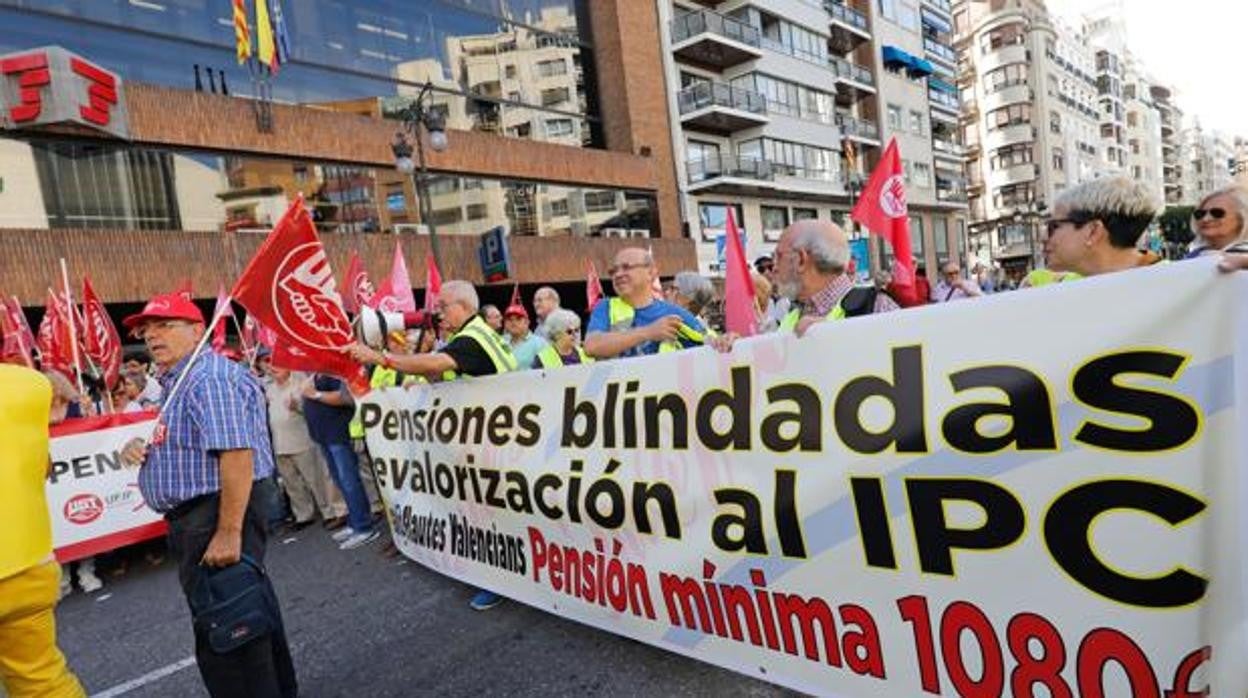 Manifestación de pensionistas en Valencia