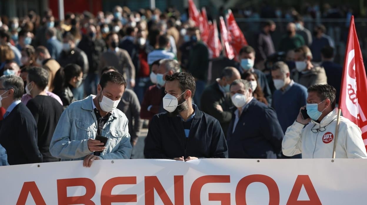 Una de las manifestaciones llevadas a cabo por los trabajadores de Abengoa para defender la viabilidad de la compañía