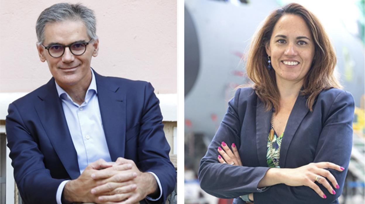 Juan Martínez Barea, fundador del programa Sputnik, y Dulce Muñoz, directiva de Airbus