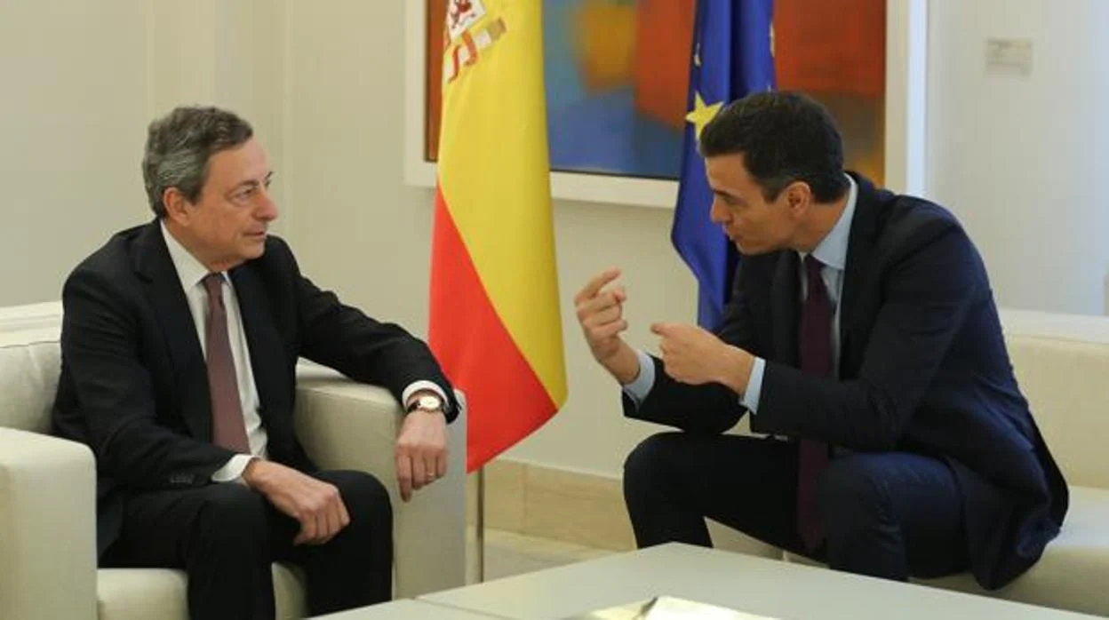 Draghi y Sánchez, en La Moncloa, en una imagen de archivo
