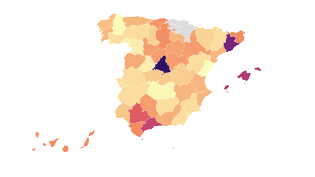Mapa del precio medio de alquiler: ¿en qué provincia es más caro?
