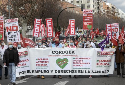 Cabecera de la manifestación en Córdoba