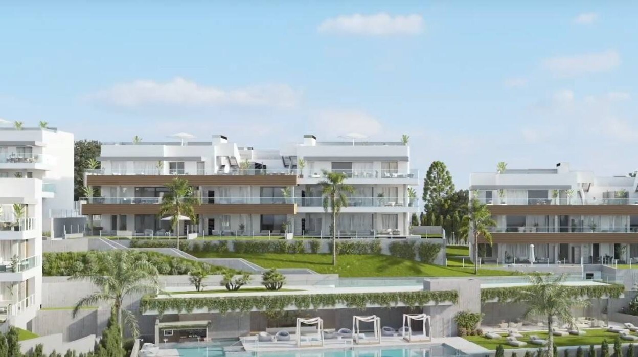 Recreación virtual de la urbanización exclusiva que el grupo inmobiliario sevillano Insur levantará en Marbella
