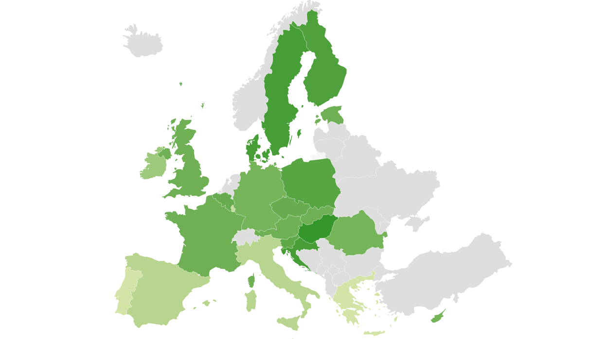 Mapa del IVA sobre la luz que pagan en cada uno de los países de Europa