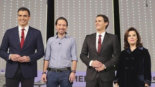 Sánchez, Iglesias, Rivera y Sáenz de Santamaría, en el debate a cuatro