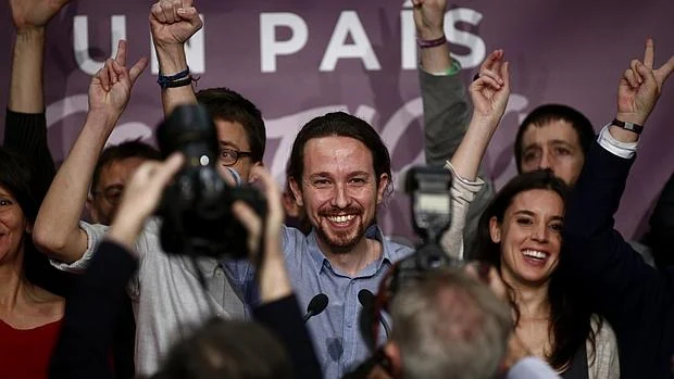 Pablo Iglesias celebra los resultados de Podemos