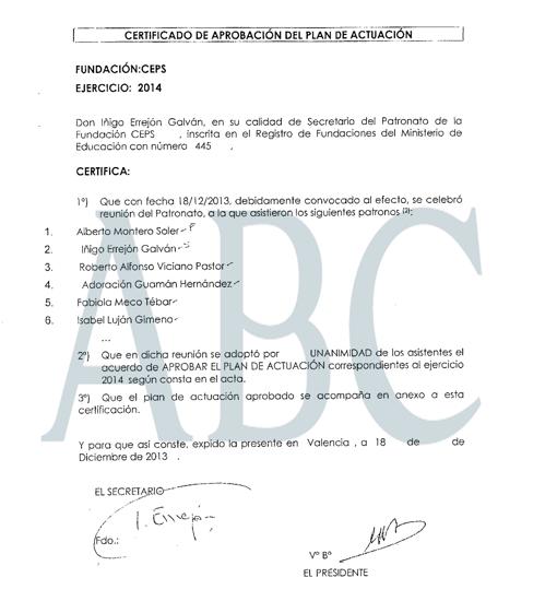 Primera página del plan de CEPS para 2014, firmado por Errejón