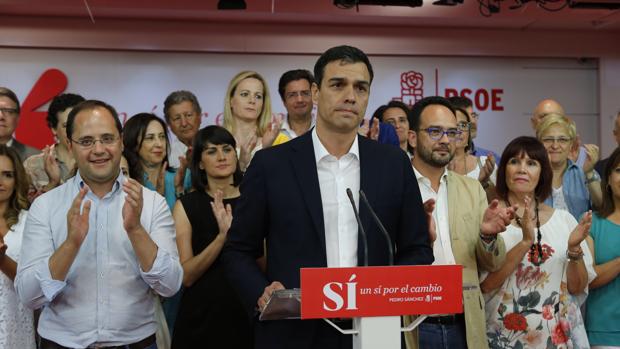 Pedro Sánchez durante un acto de campaña para las elecciones del 26-J