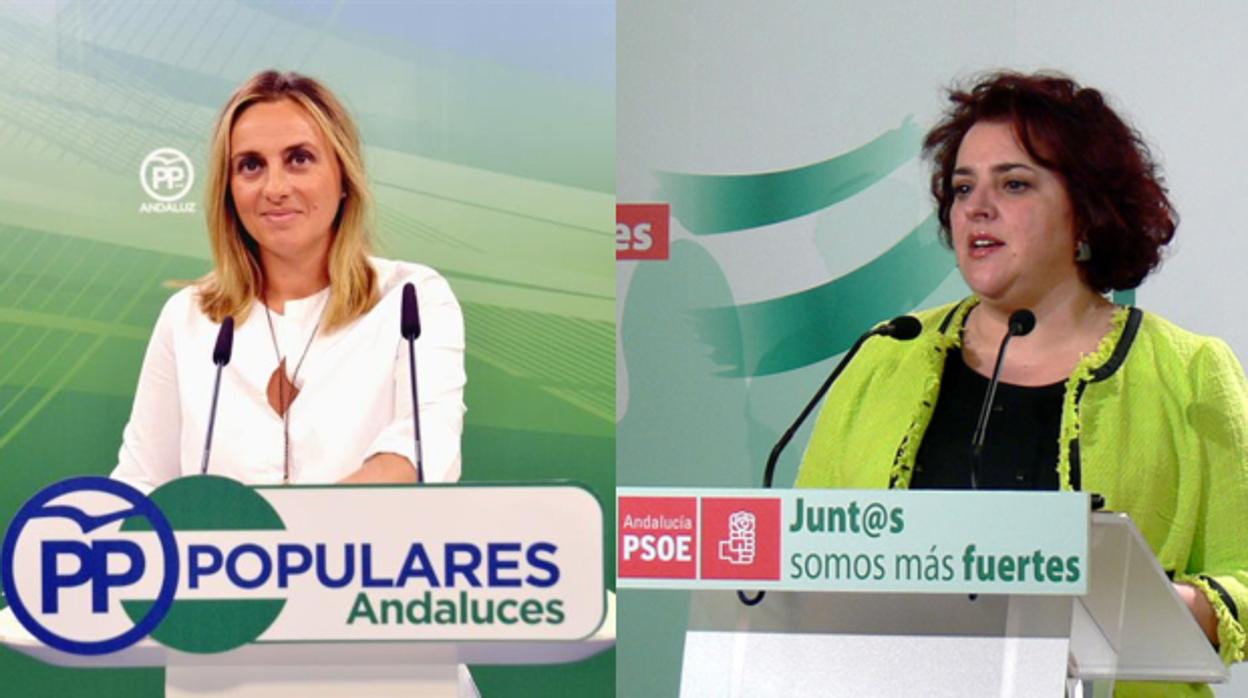 La popular Marifrán Carazo, a la izquierda, y la socialista Teresa Jiménez, a la derecha.