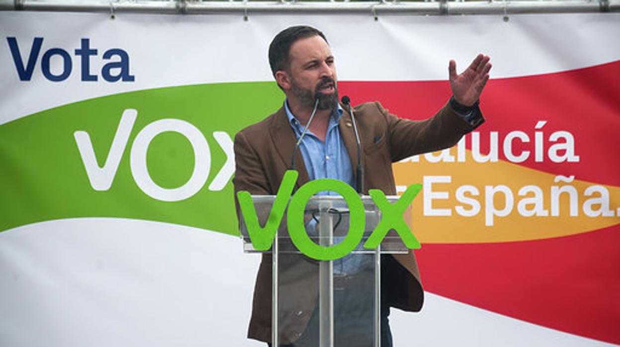 Santiago Abascal durante el mitin en Málaga