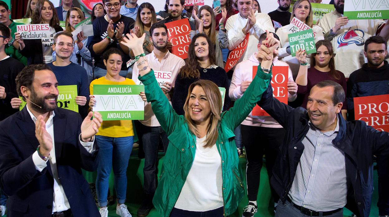 Susana Díaz, en un acto electoral en la Facultad de Derecho de Málaga