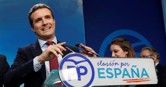 Pablo Casado, presidente del PP, valorando los resultados de las elecciones andaluzas