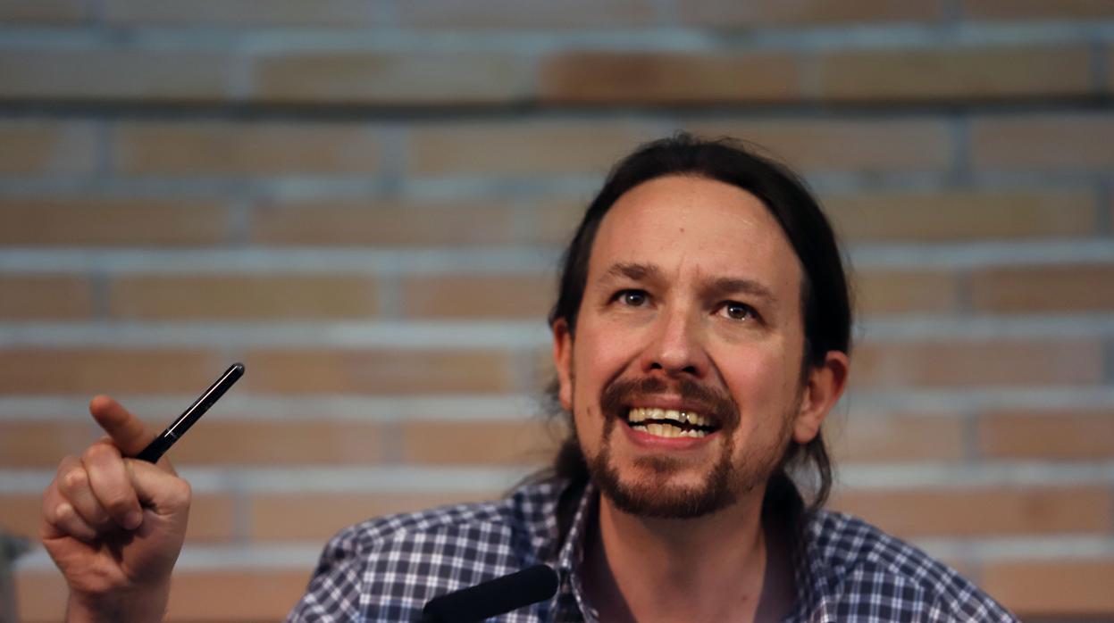 El secretario general de Podemos, Pablo Iglesias, durante un mitin ayer en Málaga