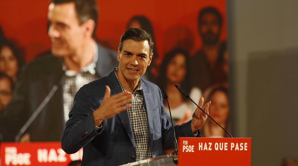 Pedro Sánchez participó ayer en un acto de campaña electoral en Palma