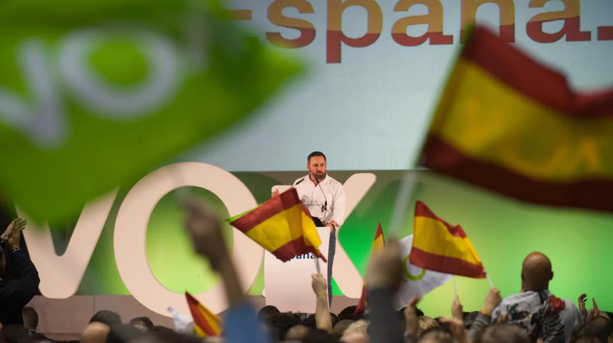 Santiago Abascal, en un acto de Vox en Murcia