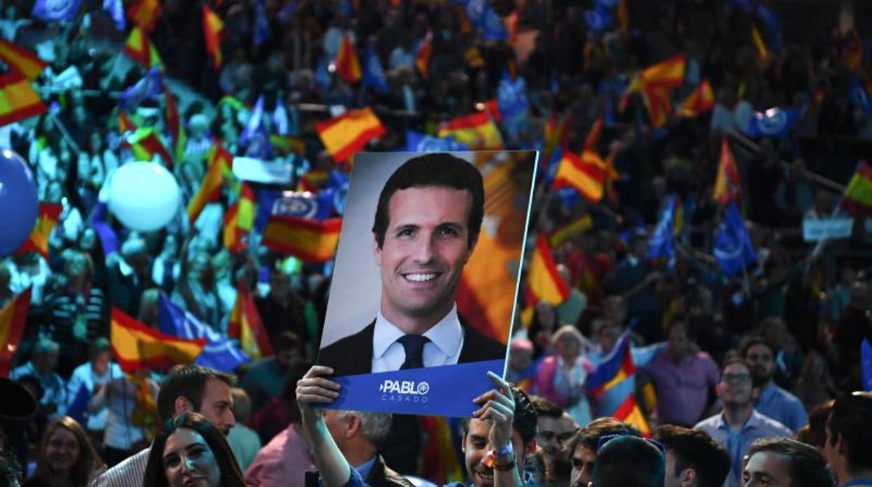 Pablo Casado cerró ayer su campaña en Madrid