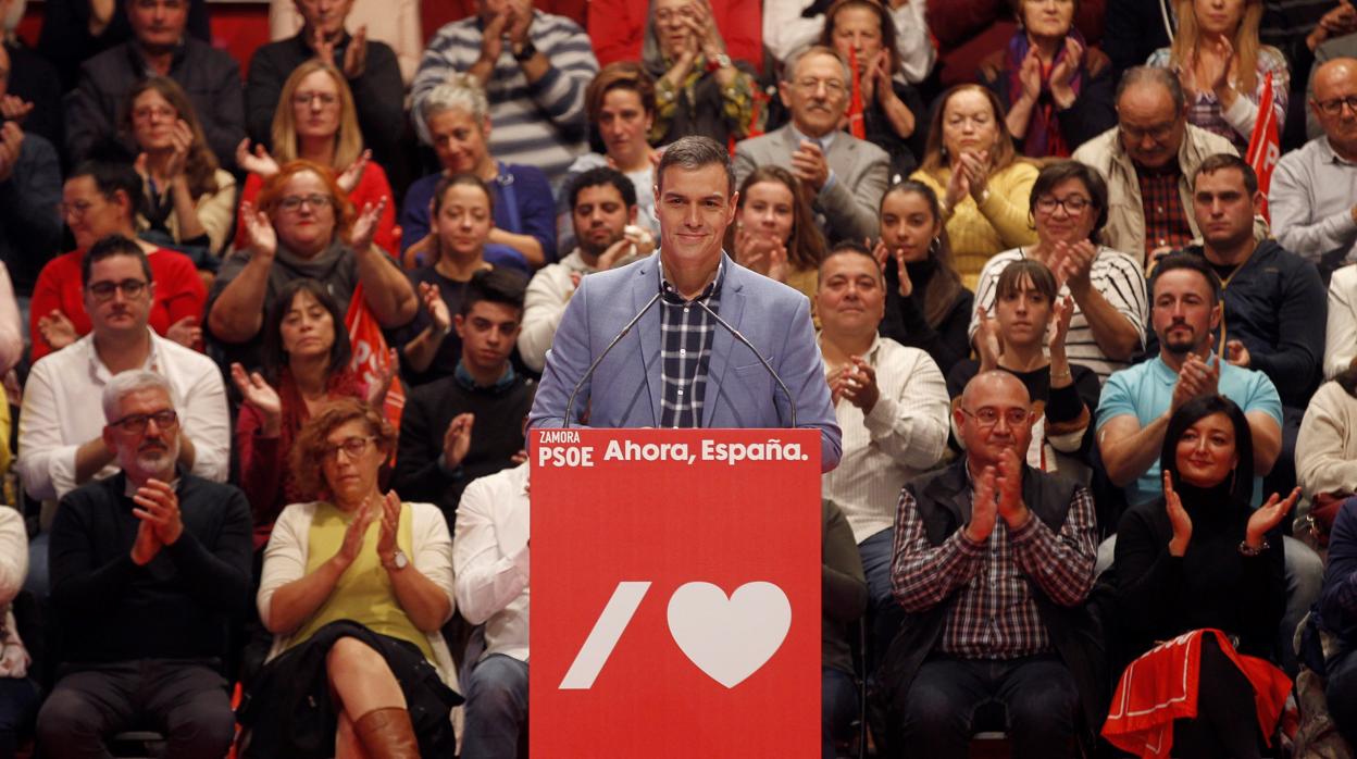 El presidente del Gobierno en funciones, Pedro Sánchez, ayer en Zamora