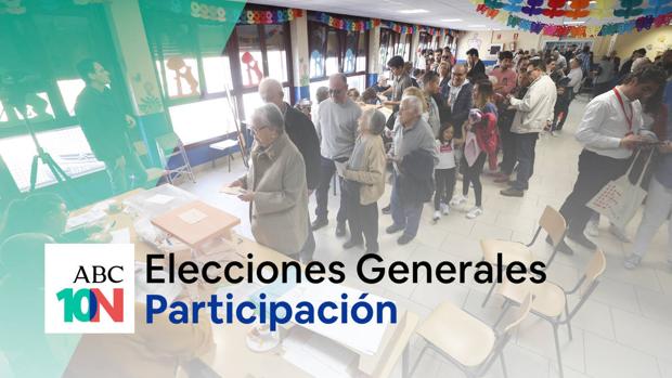 La participación en las elecciones generales del 10-N a las 18:00 horas cae hasta el 56,86%, casi cuatro puntos menos que en abril