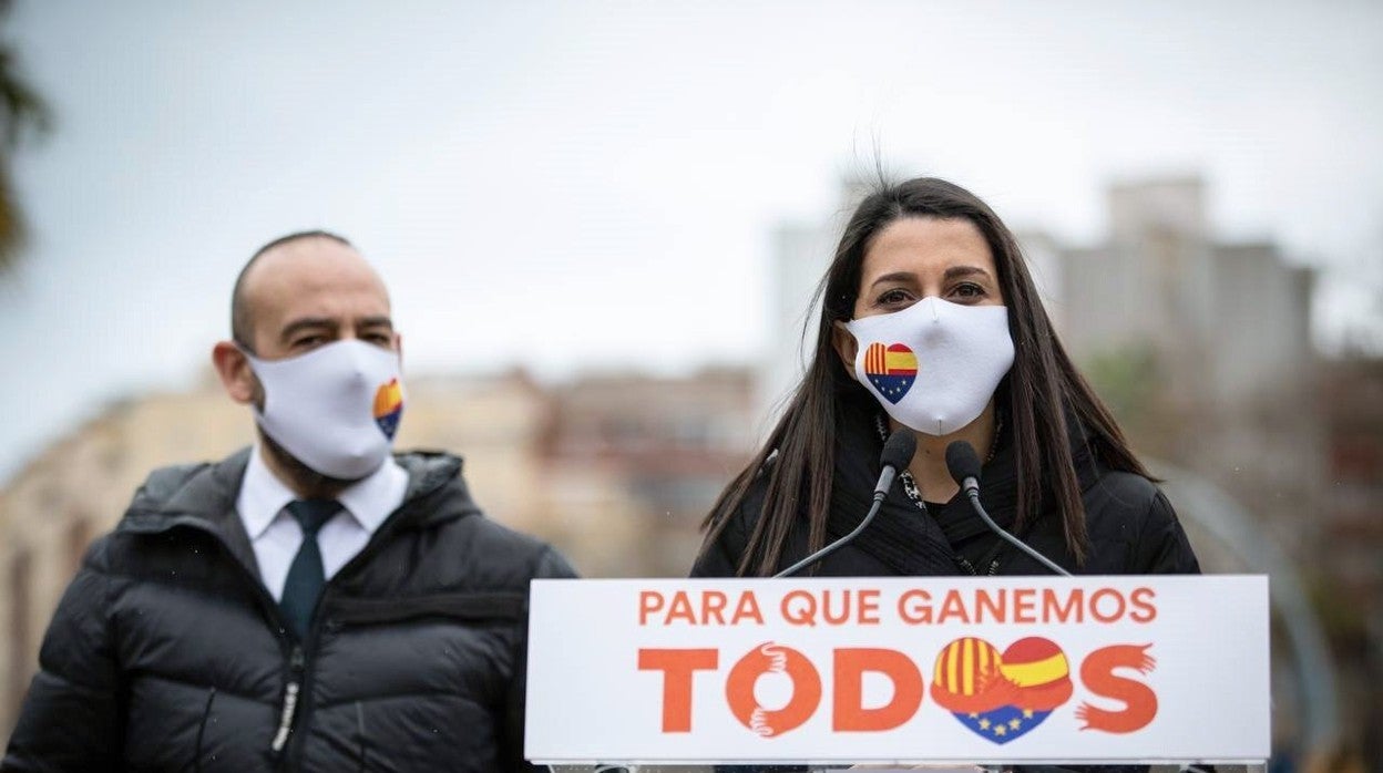 La líder de Cs, Inés Arrimadas, junto al eurodiputado Jordi Cañas