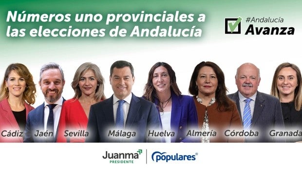 Cinco mujeres y dos hombres acompañan a Moreno encabezando las listas electorales del PP