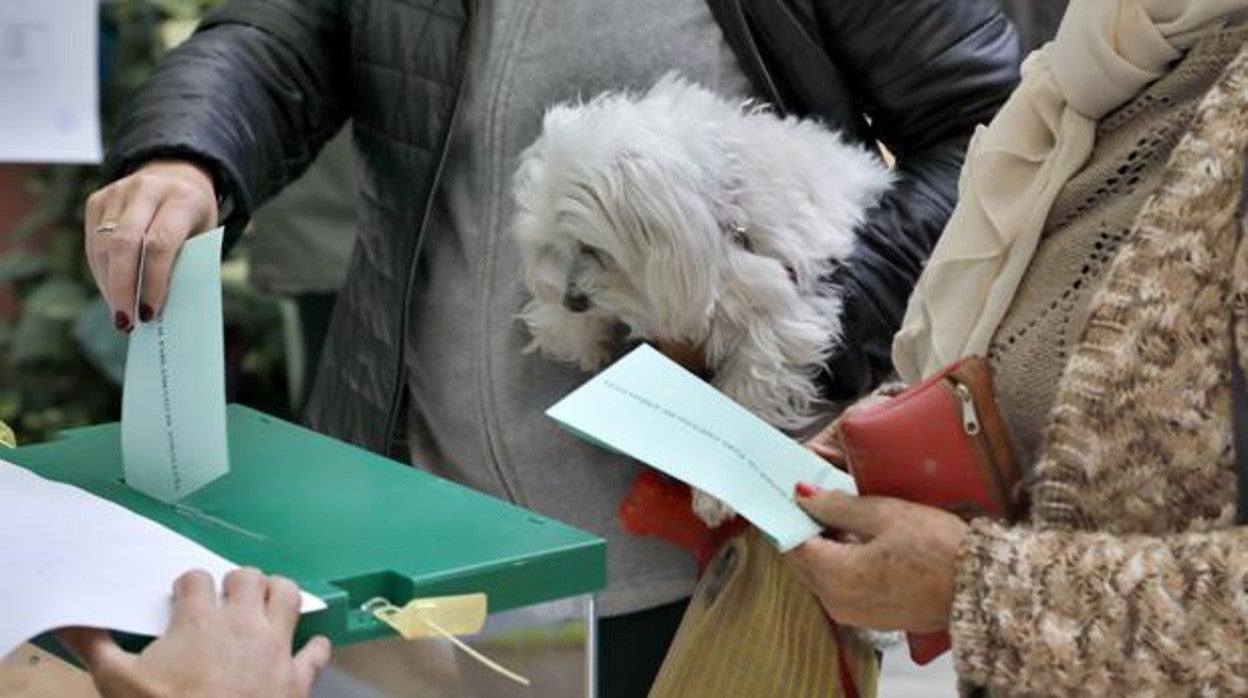 Dos votantes en las elecciones andaluzas de 2018