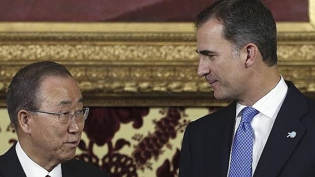 El Rey ha recibido al secretario general de la ONU, Ban Ki-moon, en el Palacio Real