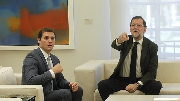 Albert Rivera y Mariano Rajoy el pasadoviernes en La Moncloa