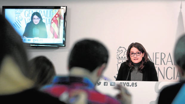 Oltra, ayer, durante la rueda de prensa tras el pleno del Consell