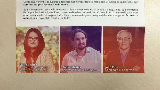 Imagen de la carta remitida por Compromís-Podemos