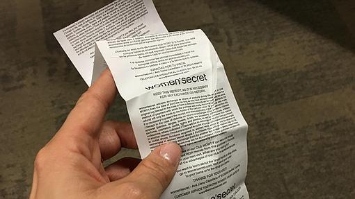 Ticket de un establecimiento tras realizar una compra