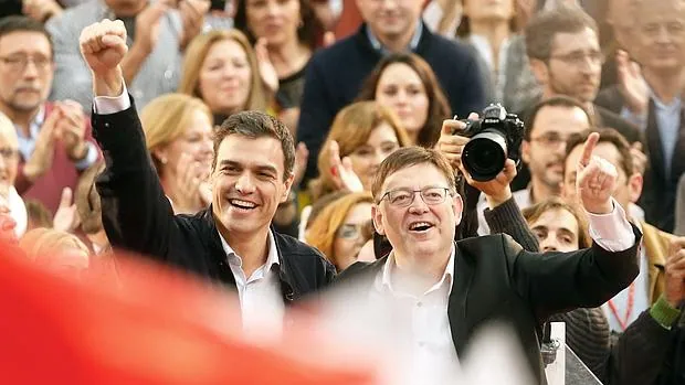 Pedro Sánchez y Ximo Puig, durante un acto de campaña
