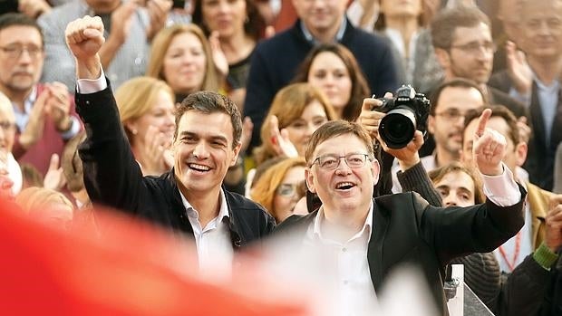 Pedro Sánchez y Ximo Puig, durante un acto de campaña