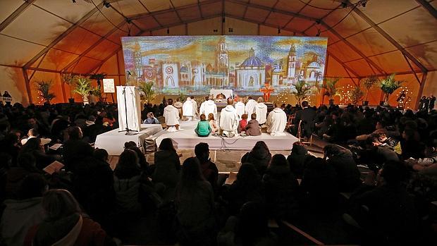 Imagen de la oración celebrada este lunes en Valencia